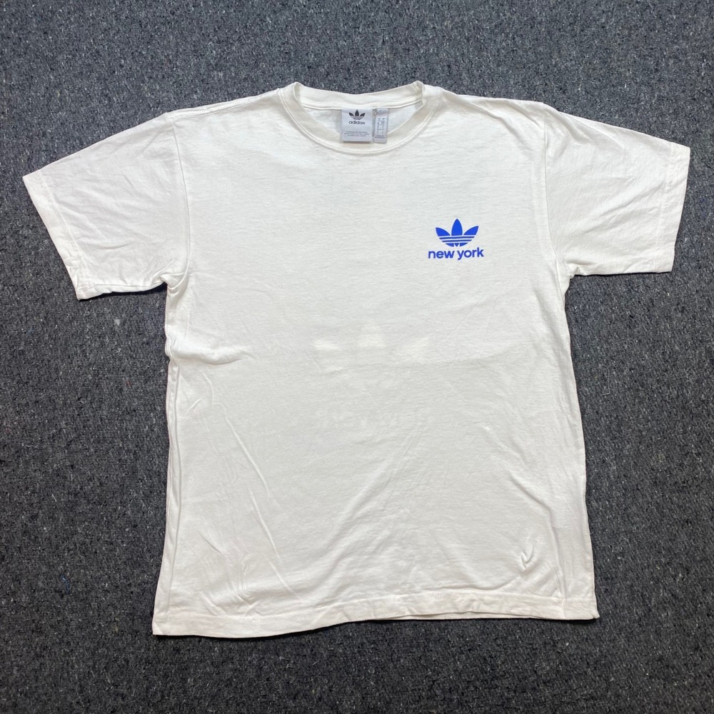 Adidas TShirt Sz S Mens White Streetwear New York City Trefoil Graphic‎ Logo Tee